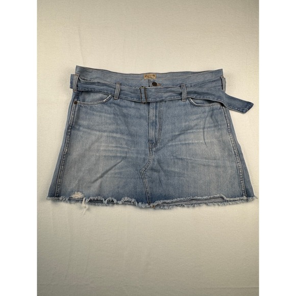 Polo Ralph Lauren Dresses & Skirts - Polo Ralph Lauren Denim Mini Skirt Light Wash Belted Raw Hem Distressed Womens